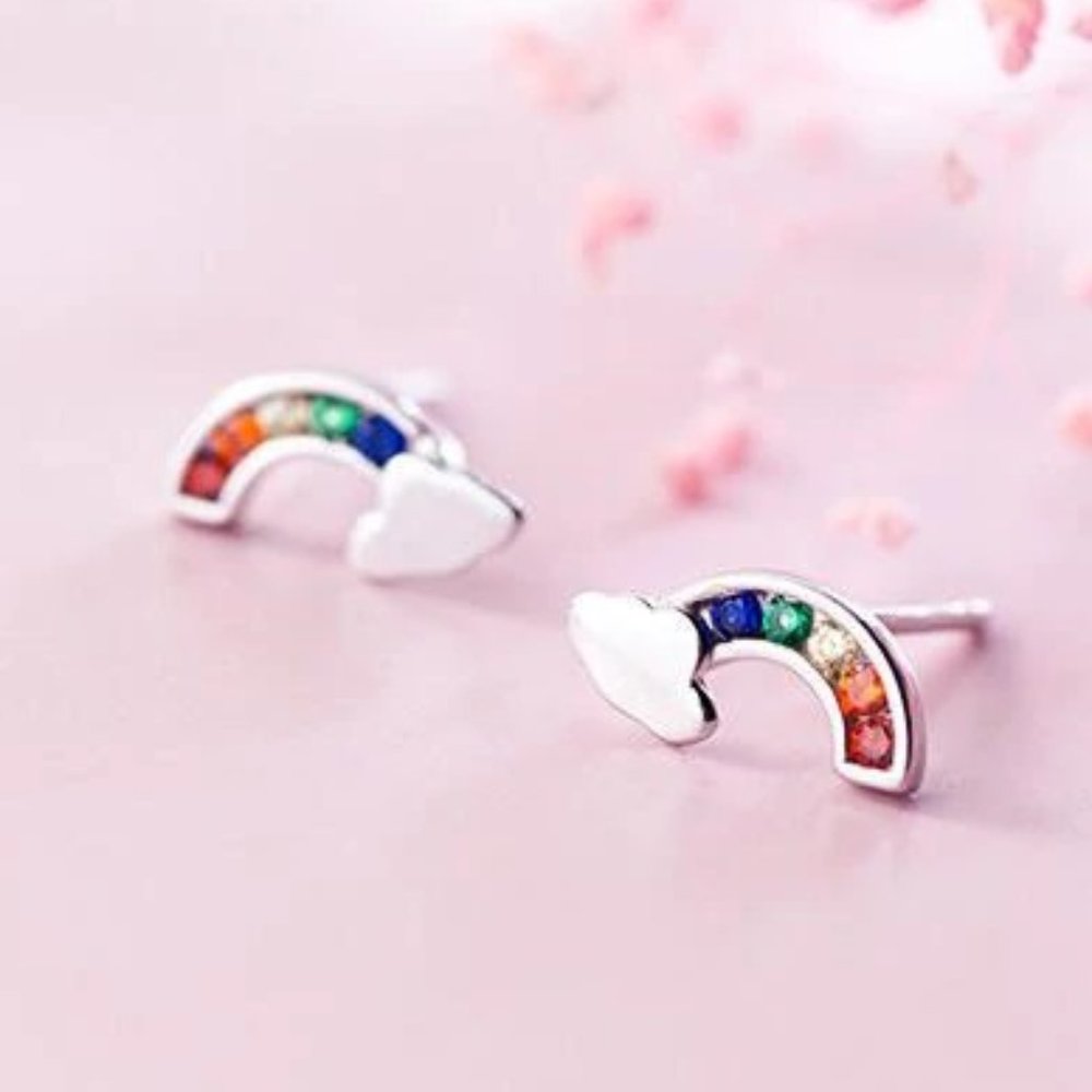 Rainbow Pride Silver Stud Earrings
